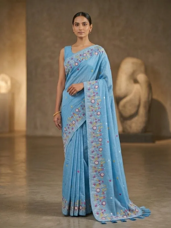 Sindhuja_Fashion_House_Embroidered_Daily_Wear_Khadi,_Pure_Cotton_Saree_(Light_Blue)