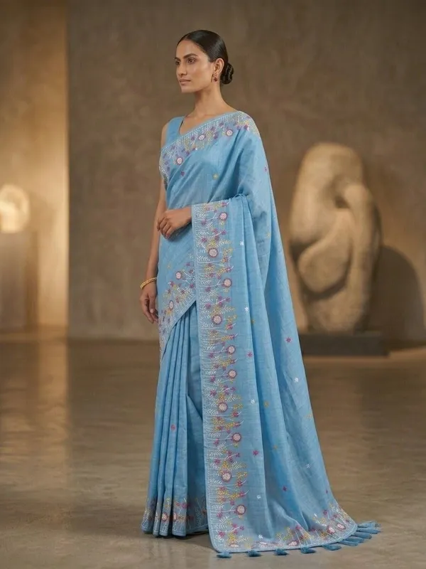 Sindhuja_Fashion_House_Embroidered_Daily_Wear_Khadi,_Pure_Cotton_Saree_(Light_Blue)