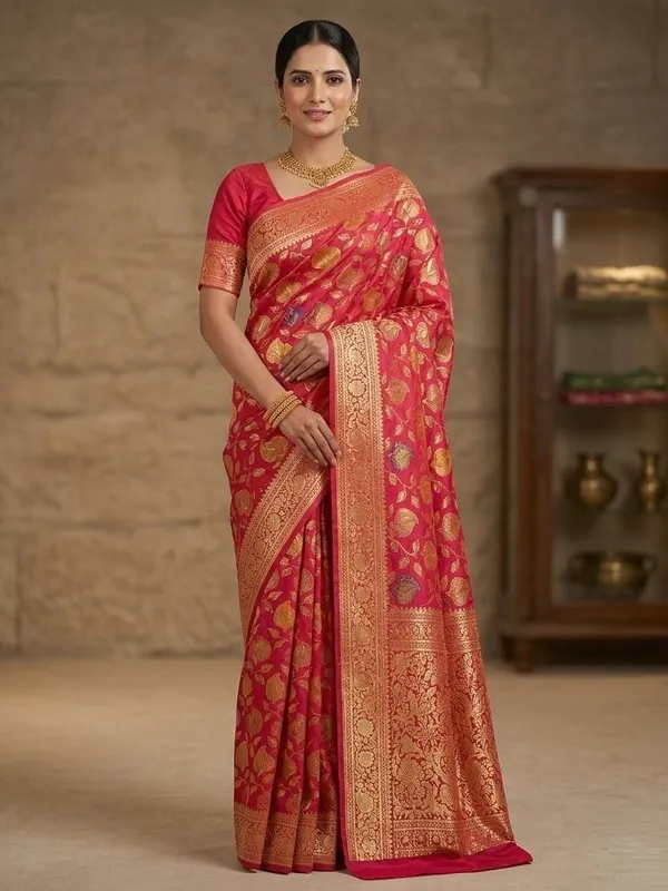 Sindhuja_Fashion_House_Woven_Banarasi_Silk_Blend_Saree_(Red)