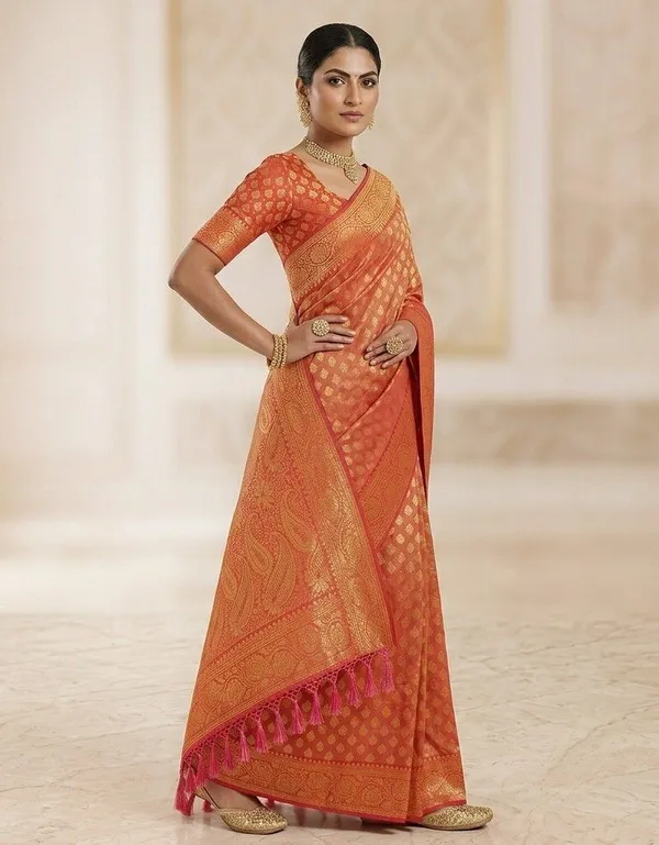 Sindhuja_Fashion_House_Paisley,_Woven_Banarasi_Silk_Blend_Saree_(Orange)
