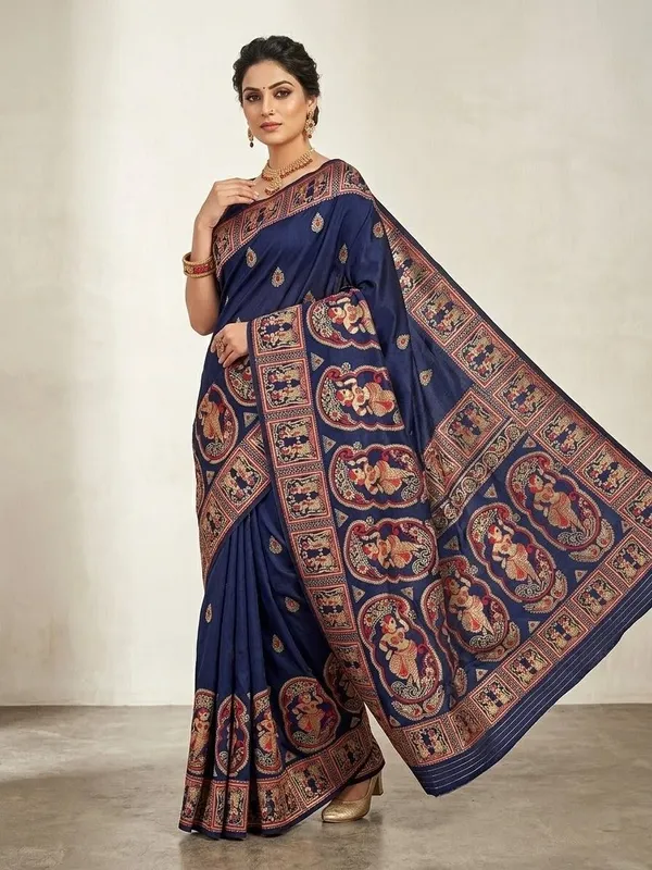 Sindhuja_Fashion_House_Woven_Banarasi_Silk_Blend_Saree_(Dark_Blue)