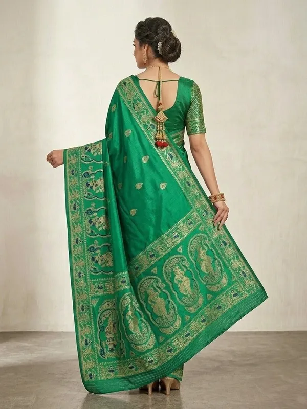 Sindhuja_Fashion_House_Woven,_Paisley,_Floral_Print,_Graphic_Print_Banarasi_Silk_Blend_Saree_(Dark_Green)
