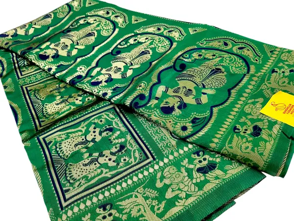 Sindhuja_Fashion_House_Woven,_Paisley,_Floral_Print,_Graphic_Print_Banarasi_Silk_Blend_Saree_(Dark_Green)