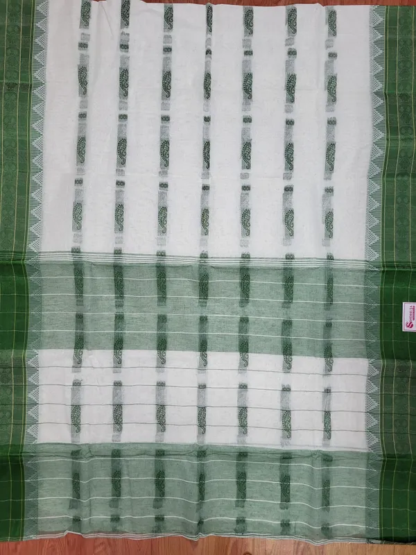 Sindhuja_Fashion_House_Striped,_Checkered,_Paisley,_Woven_Tant_Pure_Cotton_Saree_(Light_Green,_White)