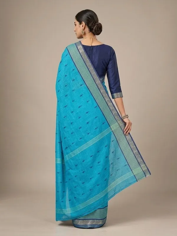 Sindhuja_Fashion_House_Printed_Tant_Pure_Cotton_Saree_(Blue)