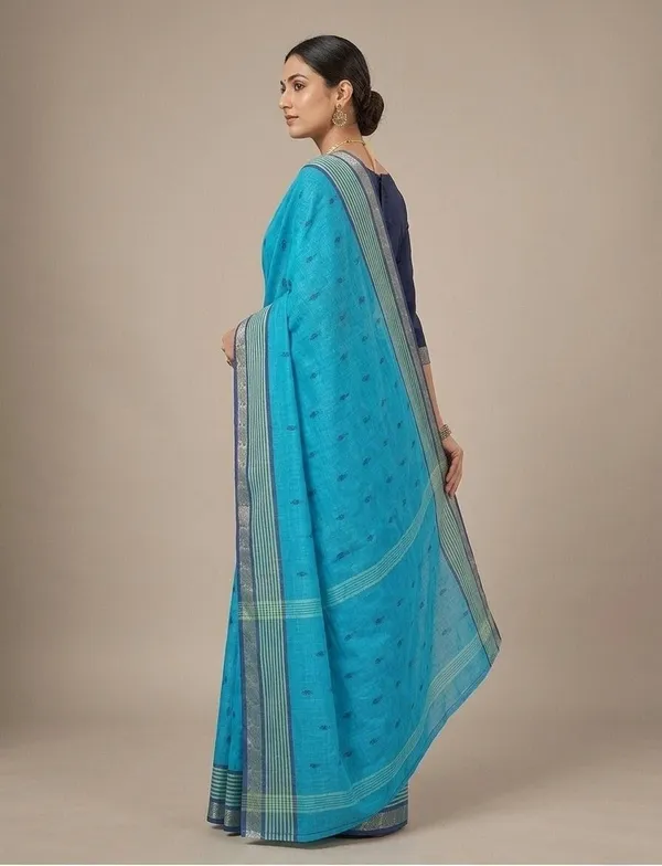 Sindhuja_Fashion_House_Printed_Tant_Pure_Cotton_Saree_(Blue)