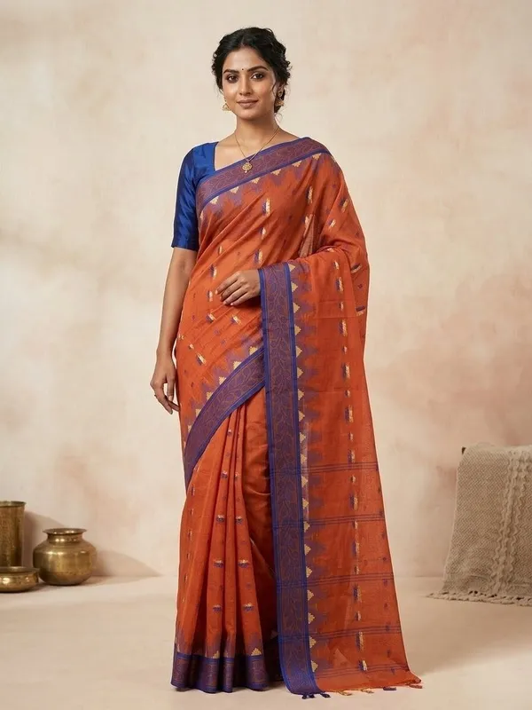 Sindhuja_Fashion_House_Woven_Tant_Pure_Cotton_Saree_(Orange)