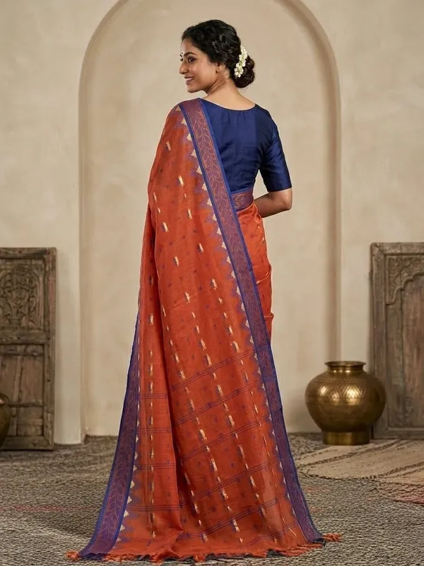 Sindhuja_Fashion_House_Woven_Tant_Pure_Cotton_Saree_(Orange)