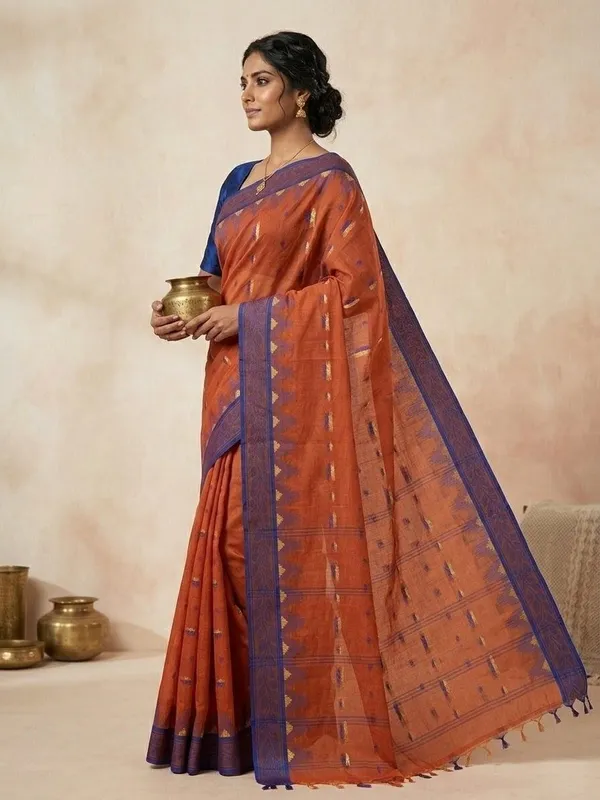 Sindhuja_Fashion_House_Woven_Tant_Pure_Cotton_Saree_(Orange)