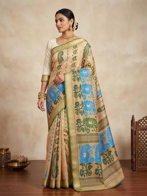 Sindhuja_Fashion_House_Floral_Print_Tant_Cotton_Silk_Saree_(Beige)