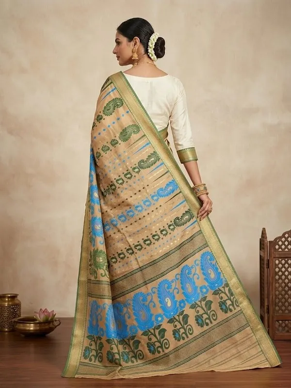 Sindhuja_Fashion_House_Floral_Print_Tant_Cotton_Silk_Saree_(Beige)