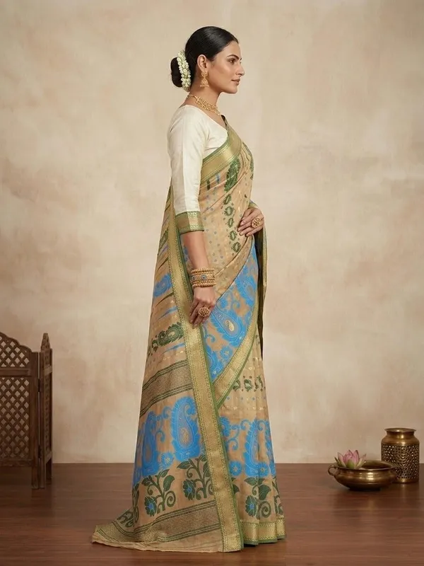 Sindhuja_Fashion_House_Floral_Print_Tant_Cotton_Silk_Saree_(Beige)