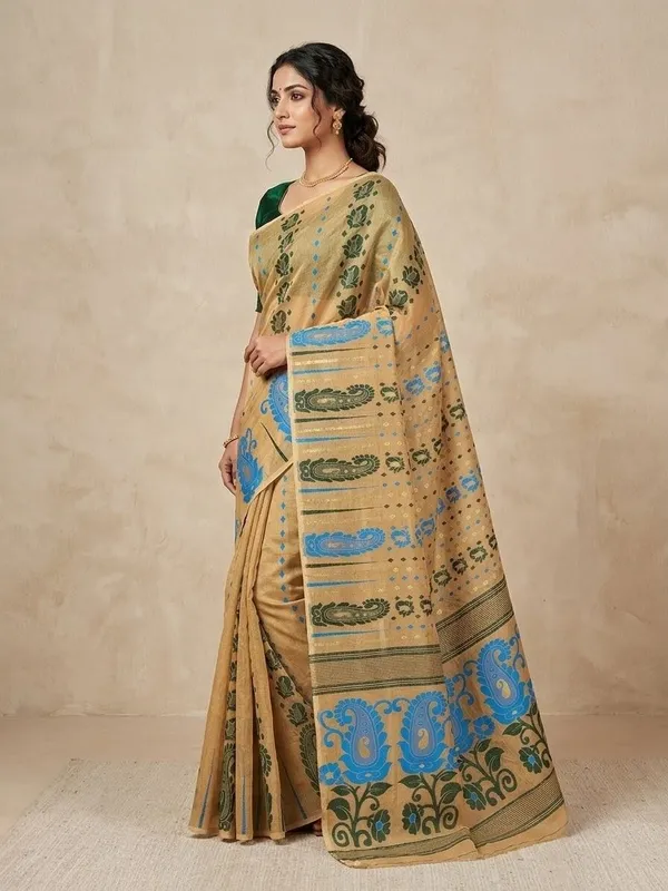 Sindhuja_Fashion_House_Floral_Print_Tant_Cotton_Silk_Saree_(Beige)