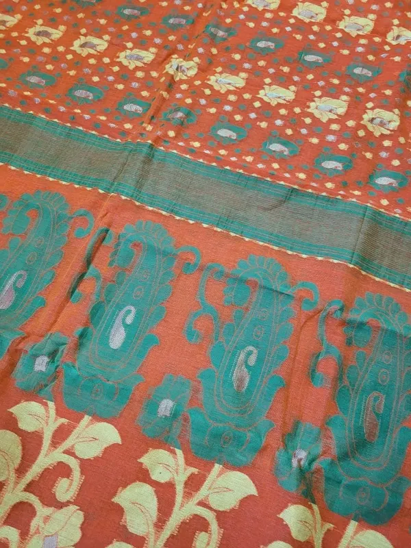 Sindhuja_Fashion_House_Woven_Jamdani_Cotton_Silk_Saree_(Orange)