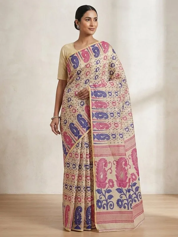 Sindhuja_Fashion_House_Printed_Tant_Cotton_Silk_Saree_(Multicolor)