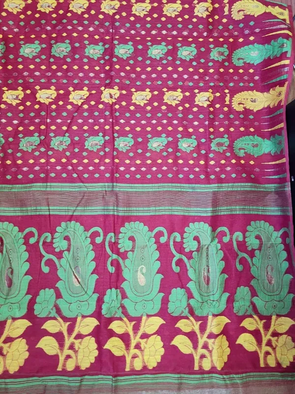 Sindhuja_Fashion_House_Self_Design,_Woven_Jamdani_Pure_Cotton_Saree_(Red)
