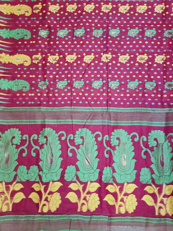 Sindhuja_Fashion_House_Self_Design,_Woven_Jamdani_Pure_Cotton_Saree_(Red)