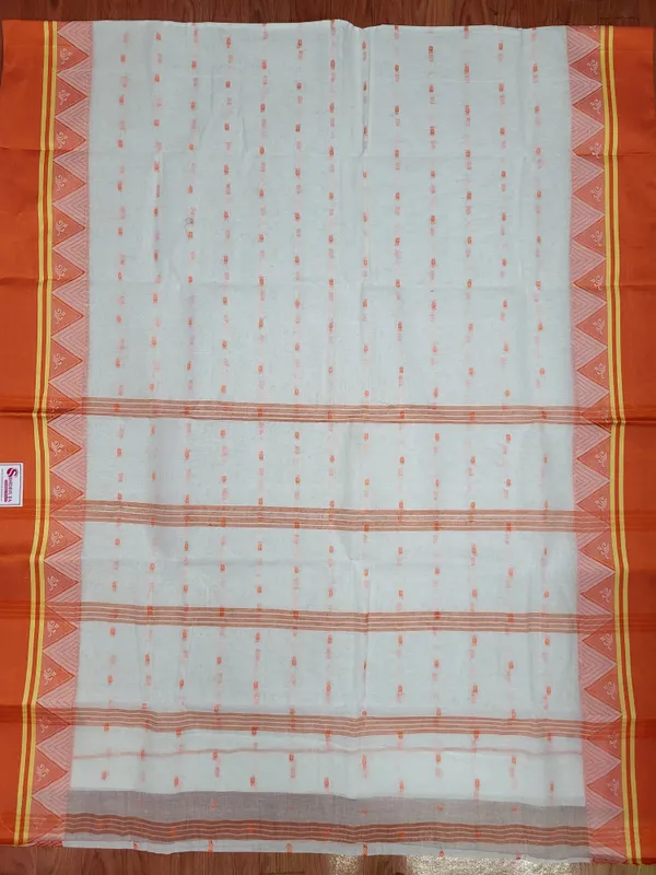 Sindhuja_Fashion_House_Temple_Border_Tant_Pure_Cotton_Saree_(Orange,_White)