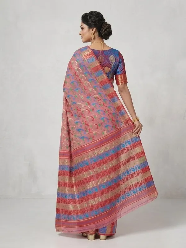 Sindhuja_Fashion_House_Woven_Jamdani_Cotton_Blend_Saree_(Pink)
