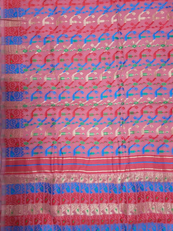 Sindhuja_Fashion_House_Woven_Jamdani_Cotton_Blend_Saree_(Pink)