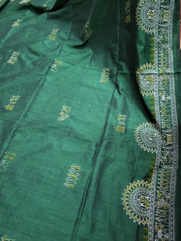 Sindhuja_Fashion_House_Embroidered,_Woven,_Geometric_Print,_Temple_Border_Madhubani_Khadi_Saree_(Dark_Green)