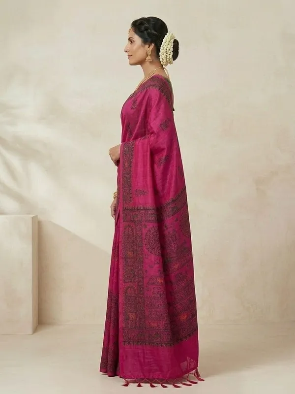 Sindhuja_Fashion_House_Embroidered,_Woven,_Geometric_Print,_Floral_Print_Madhubani_Khadi_Saree_(Pink,_Red)