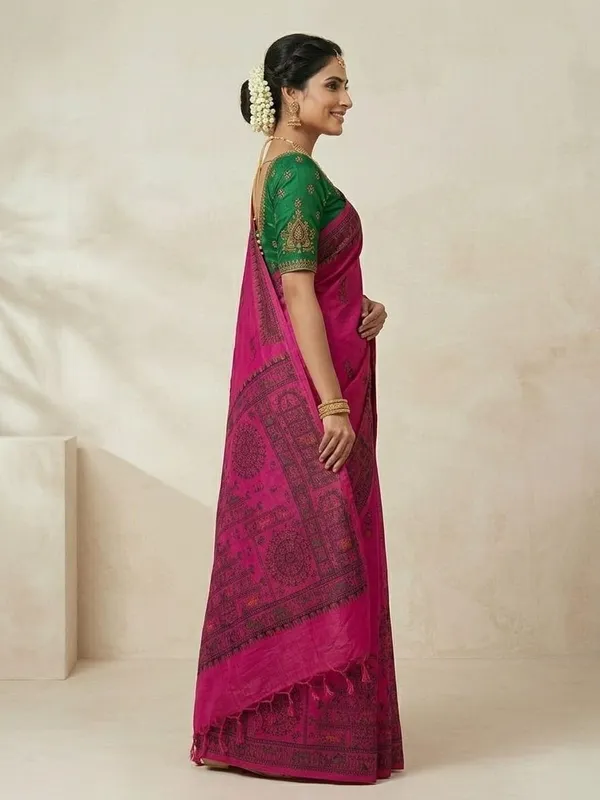 Sindhuja_Fashion_House_Embroidered,_Woven,_Geometric_Print,_Floral_Print_Madhubani_Khadi_Saree_(Pink,_Red)