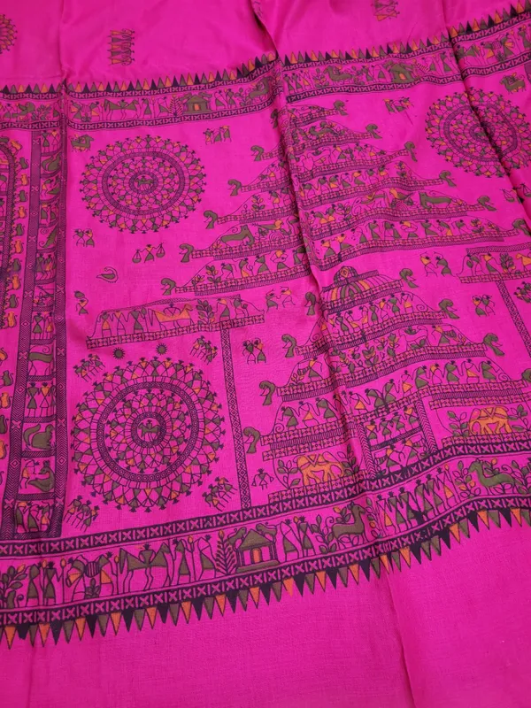 Sindhuja_Fashion_House_Embroidered,_Woven,_Geometric_Print,_Floral_Print_Madhubani_Khadi_Saree_(Pink,_Red)