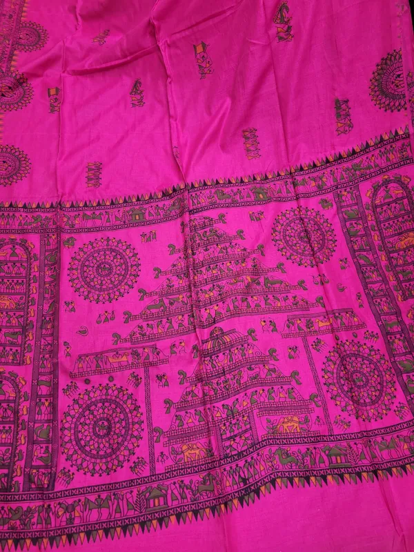 Sindhuja_Fashion_House_Embroidered,_Woven,_Geometric_Print,_Floral_Print_Madhubani_Khadi_Saree_(Pink,_Red)