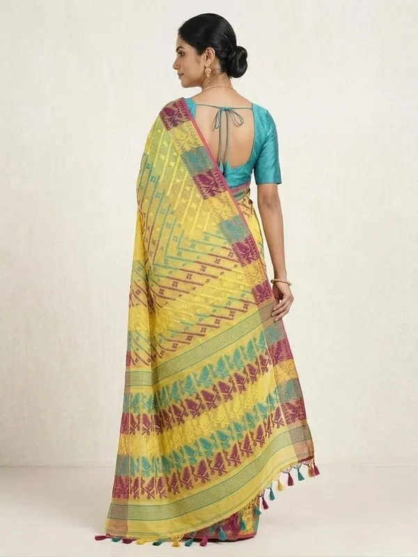 Sindhuja_Fashion_House_Printed_Jamdani_Cotton_Blend_Saree_(Multicolor)