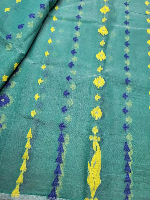 Sindhuja_Fashion_House_Woven_Jamdani_Cotton_Blend_Saree_(Green)