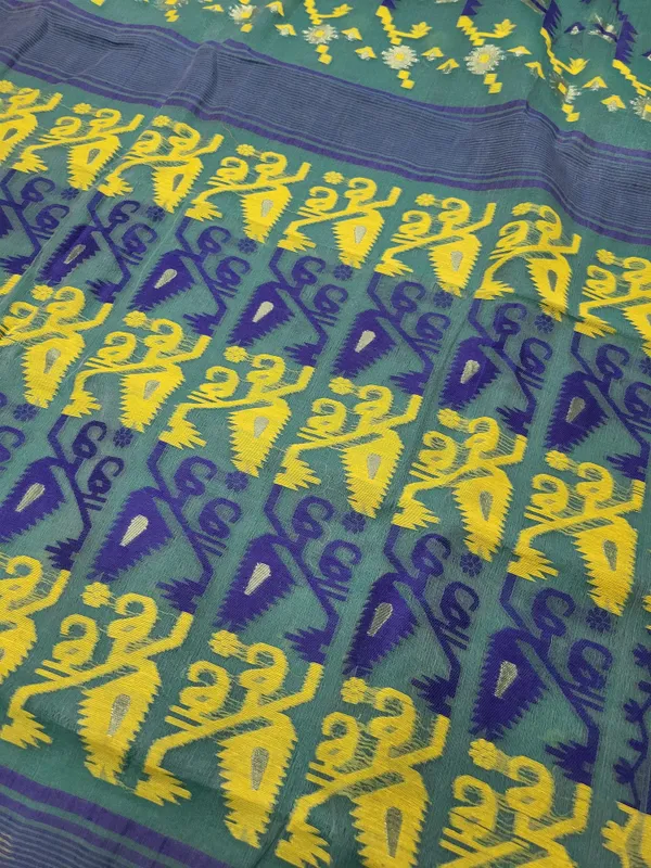 Sindhuja_Fashion_House_Woven_Jamdani_Cotton_Blend_Saree_(Green)