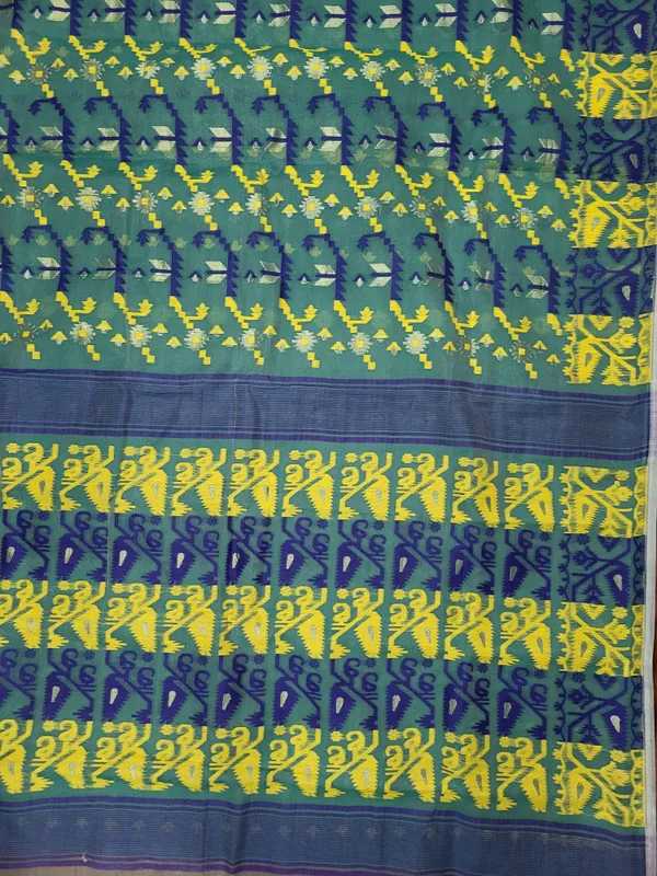 Sindhuja_Fashion_House_Woven_Jamdani_Cotton_Blend_Saree_(Green)