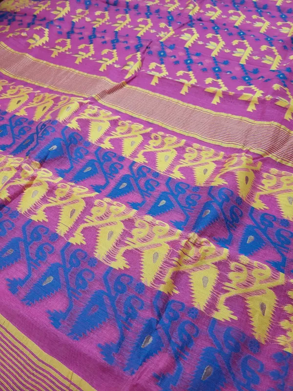 Sindhuja_Fashion_House_Woven_Jamdani_Cotton_Blend_Saree_(Pink)