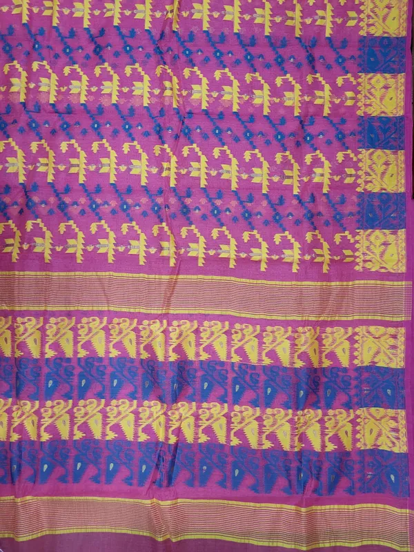 Sindhuja_Fashion_House_Woven_Jamdani_Cotton_Blend_Saree_(Pink)
