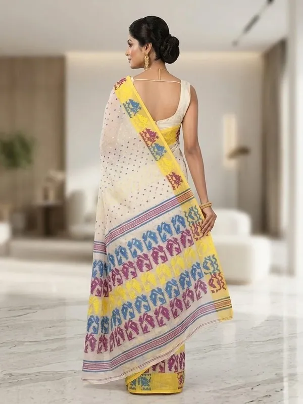 Sindhuja_Fashion_House_Woven_Jamdani_Cotton_Blend_Saree_(Blue,_Pink,_White,_Yellow)