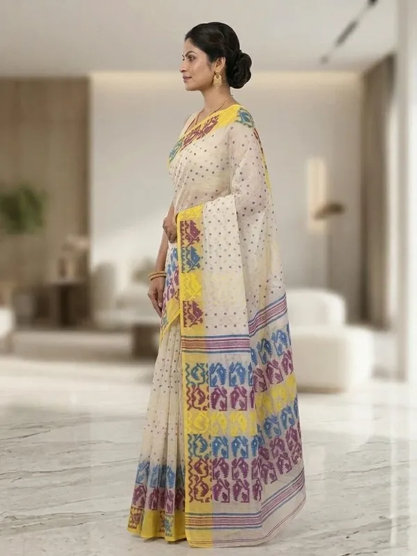 Sindhuja_Fashion_House_Woven_Jamdani_Cotton_Blend_Saree_(Blue,_Pink,_White,_Yellow)