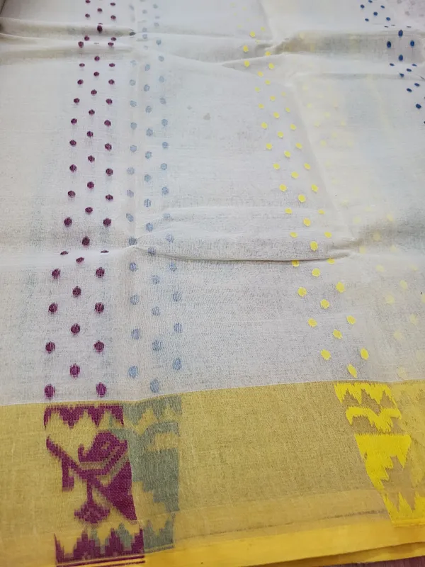 Sindhuja_Fashion_House_Woven_Jamdani_Cotton_Blend_Saree_(Blue,_Pink,_White,_Yellow)
