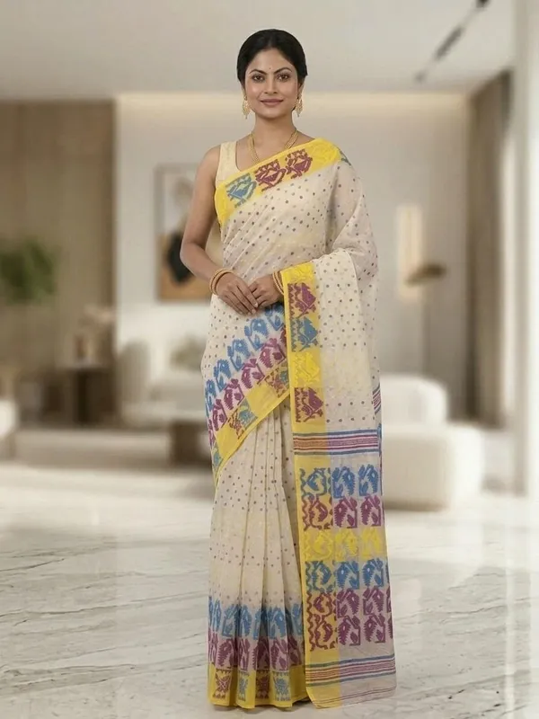 Sindhuja_Fashion_House_Woven_Jamdani_Cotton_Blend_Saree_(Blue,_Pink,_White,_Yellow)