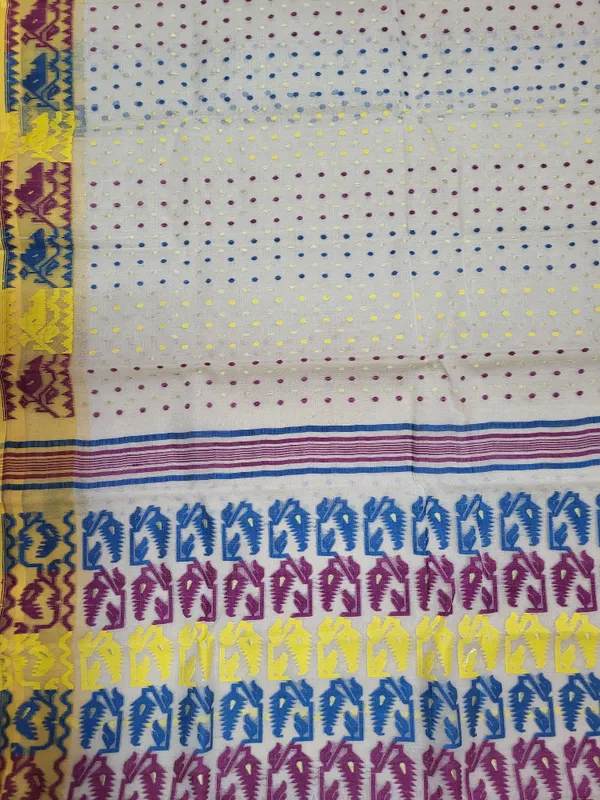Sindhuja_Fashion_House_Woven_Jamdani_Cotton_Blend_Saree_(Blue,_Pink,_White,_Yellow)
