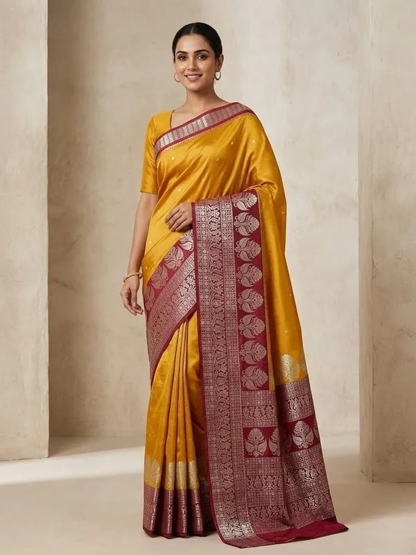Sindhuja_Fashion_House_Woven_Banarasi_Cotton_Silk,_Pure_Silk_Saree_(Yellow,_Red)