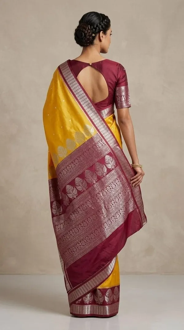 Sindhuja_Fashion_House_Woven_Banarasi_Cotton_Silk,_Pure_Silk_Saree_(Yellow,_Red)