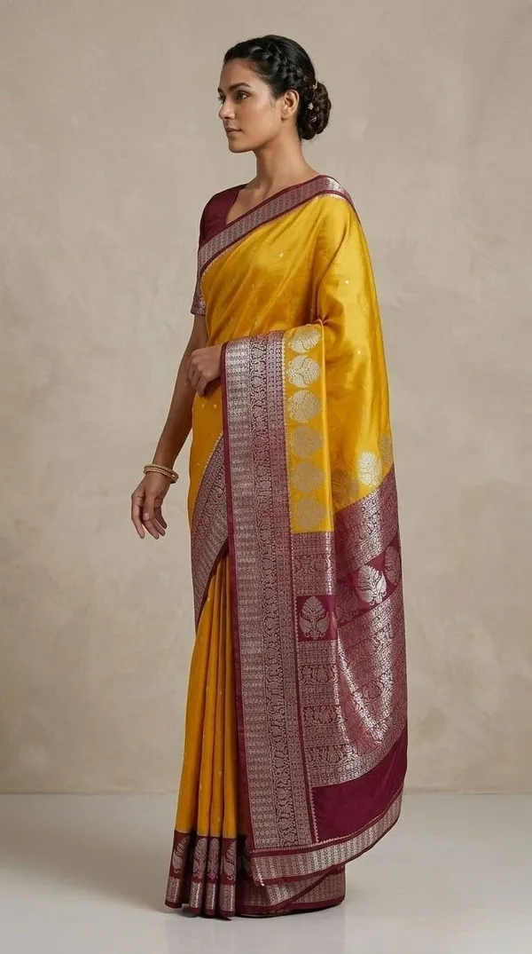 Sindhuja_Fashion_House_Woven_Banarasi_Cotton_Silk,_Pure_Silk_Saree_(Yellow,_Red)