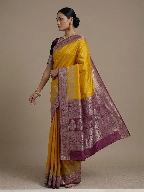 Sindhuja_Fashion_House_Woven_Banarasi_Cotton_Silk,_Pure_Silk_Saree_(Yellow,_Red)