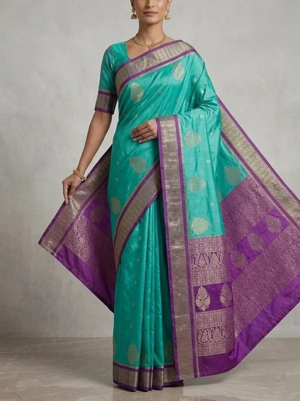 Sindhuja_Fashion_House_Woven_Banarasi_Pure_Silk,_Cotton_Silk_Saree_(Light_Green,_Purple)