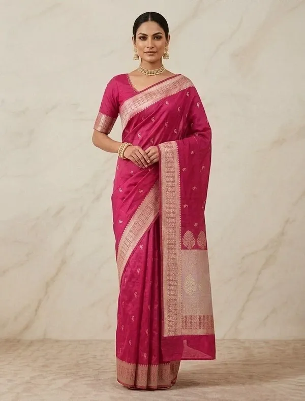 Sindhuja_Fashion_House_Woven,_Self_Design,_Paisley_Banarasi_Pure_Silk,_Silk_Blend_Saree_(Pink,_White)