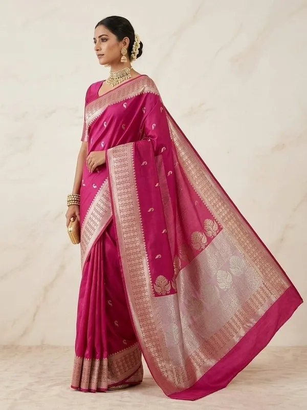 Sindhuja_Fashion_House_Woven,_Self_Design,_Paisley_Banarasi_Pure_Silk,_Silk_Blend_Saree_(Pink,_White)