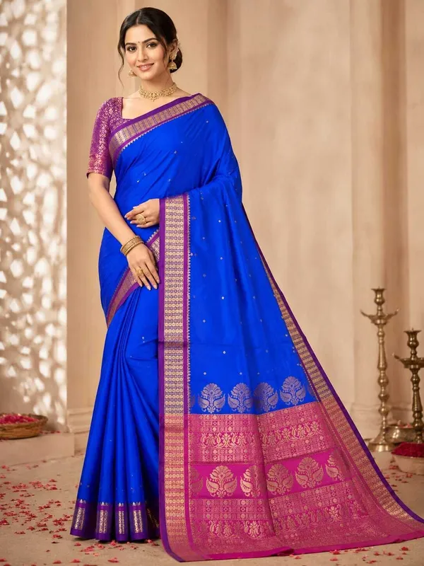 Sindhuja_Fashion_House_Woven_Banarasi_Pure_Silk,_Silk_Blend_Saree_(Blue,_Pink)