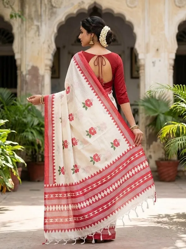 SINDHUJA_FASHION_HOUSE_KHADI_COTTON_HIBISCUS_PRINT_SAREE