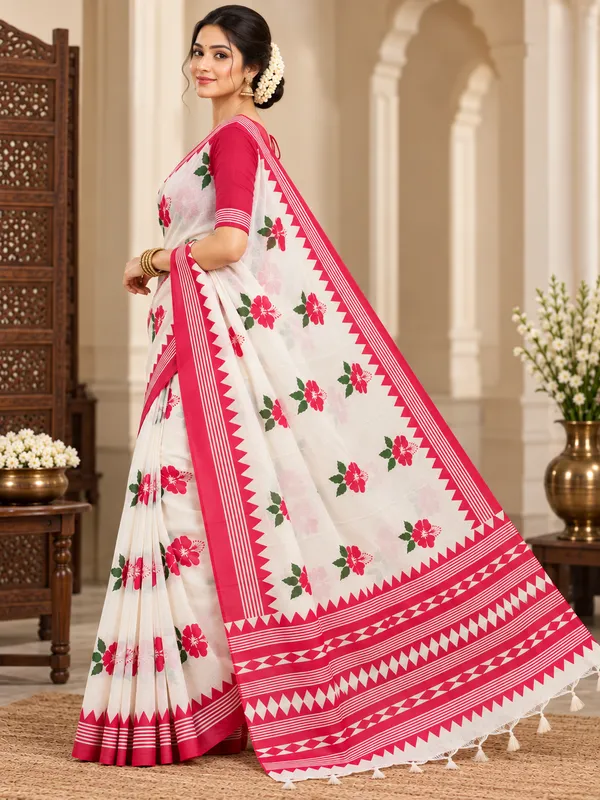 SINDHUJA_FASHION_HOUSE_KHADI_COTTON_HIBISCUS_PRINT_SAREE